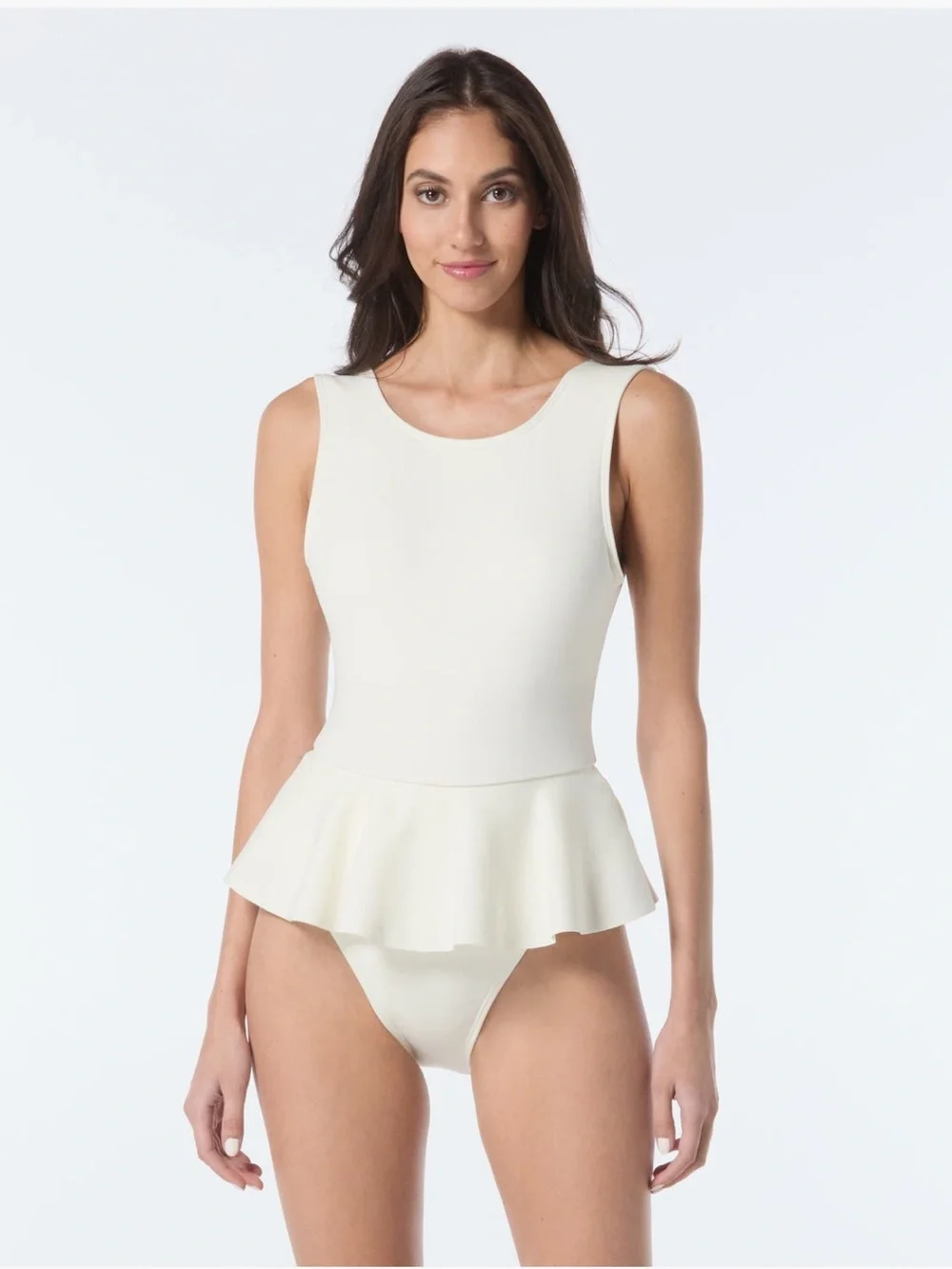 Vince Camuto Cream Peplum One-Piece Swimsuit